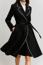 Women’s Wool Belted Coat – Elegant Tailored Wrap Overcoat for Autumn & Winter