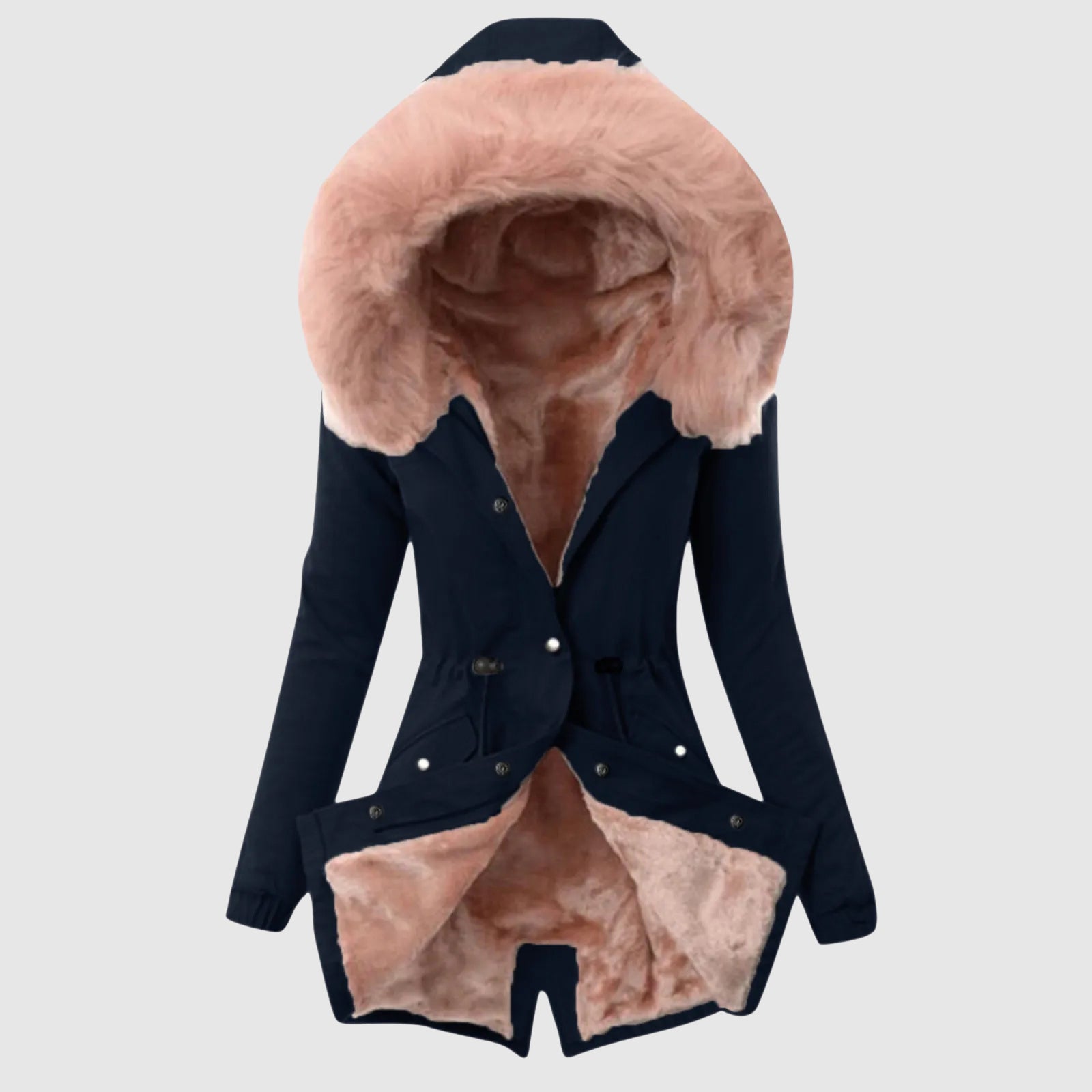 Cozy Chic Hooded Parka Jacket for Women – Warm Fleece-Polyester Blend with Zipper Closure 2