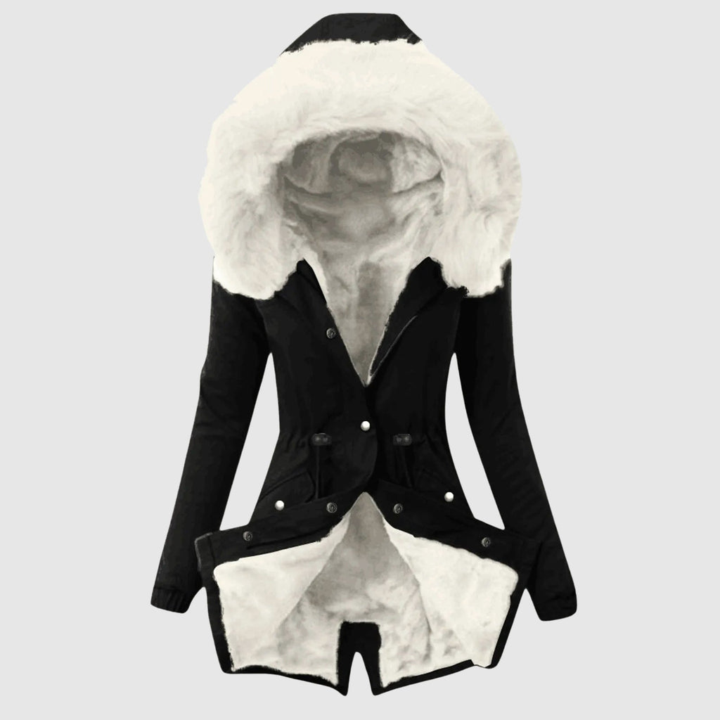 Cozy Chic Hooded Parka Jacket for Women – Warm Fleece-Polyester Blend with Zipper Closure 3