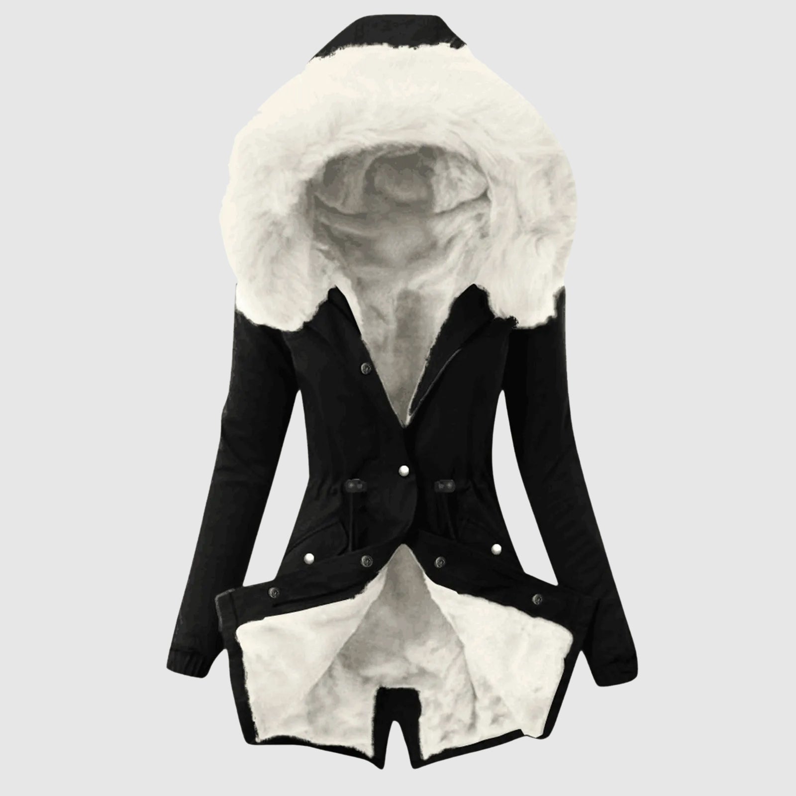 Cozy Chic Hooded Parka Jacket for Women – Warm Fleece-Polyester Blend with Zipper Closure 3