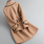 Women’s Wool Belted Coat – Elegant Tailored Wrap Overcoat for Autumn & Winter