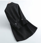 Women’s Wool Belted Coat – Elegant Tailored Wrap Overcoat for Autumn & Winter