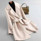 Women’s Wool Belted Coat – Elegant Tailored Wrap Overcoat for Autumn & Winter