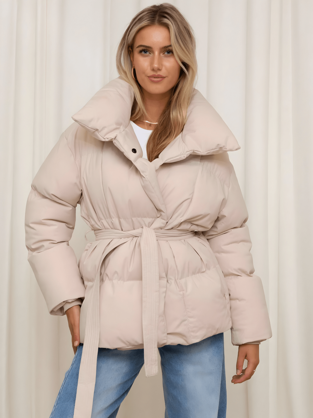 Belted Puffer Coat – Elegant Warmth for Winter Days